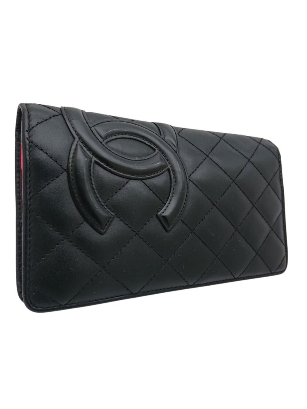 Chanel Cambon Line CC Logo Wallet Black Pink